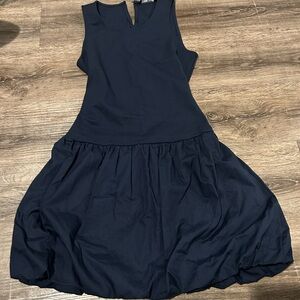 Tommy Hilfiger Navy Sleeveless Bubble-Hem Mini Dress